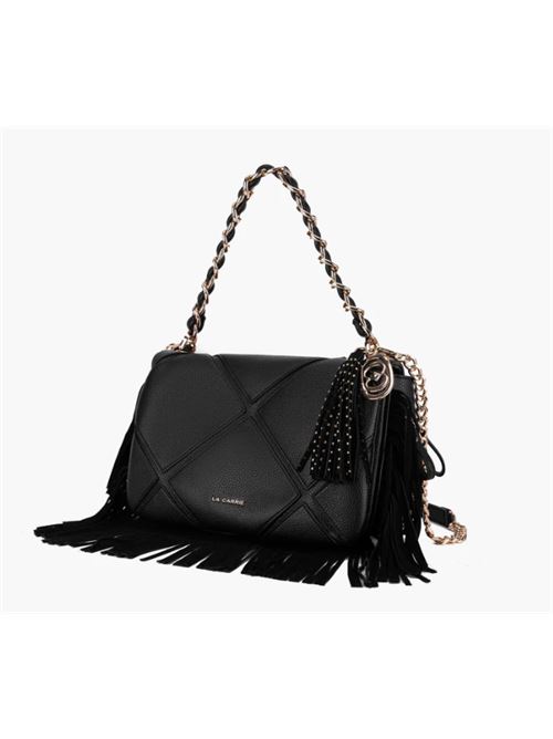 isabel with fringes big shoulder bag synt.tumbled LA CARRIE | 152M-BG-101-TBSBLACK
